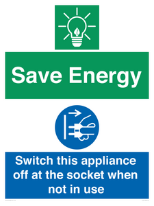 Save Energy, Switch this appliance off at the socket when not in use